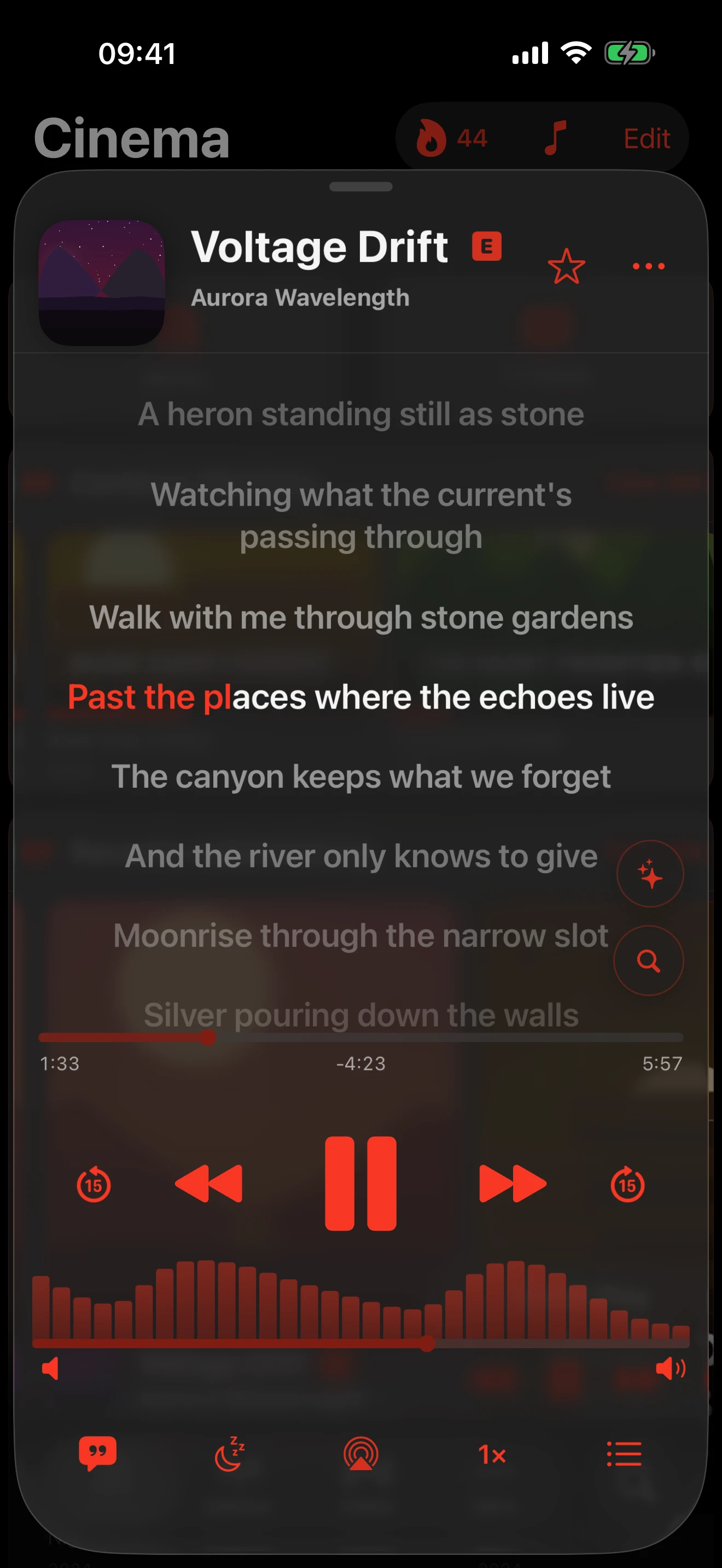 Synced lyrics in Drac's Jukebox