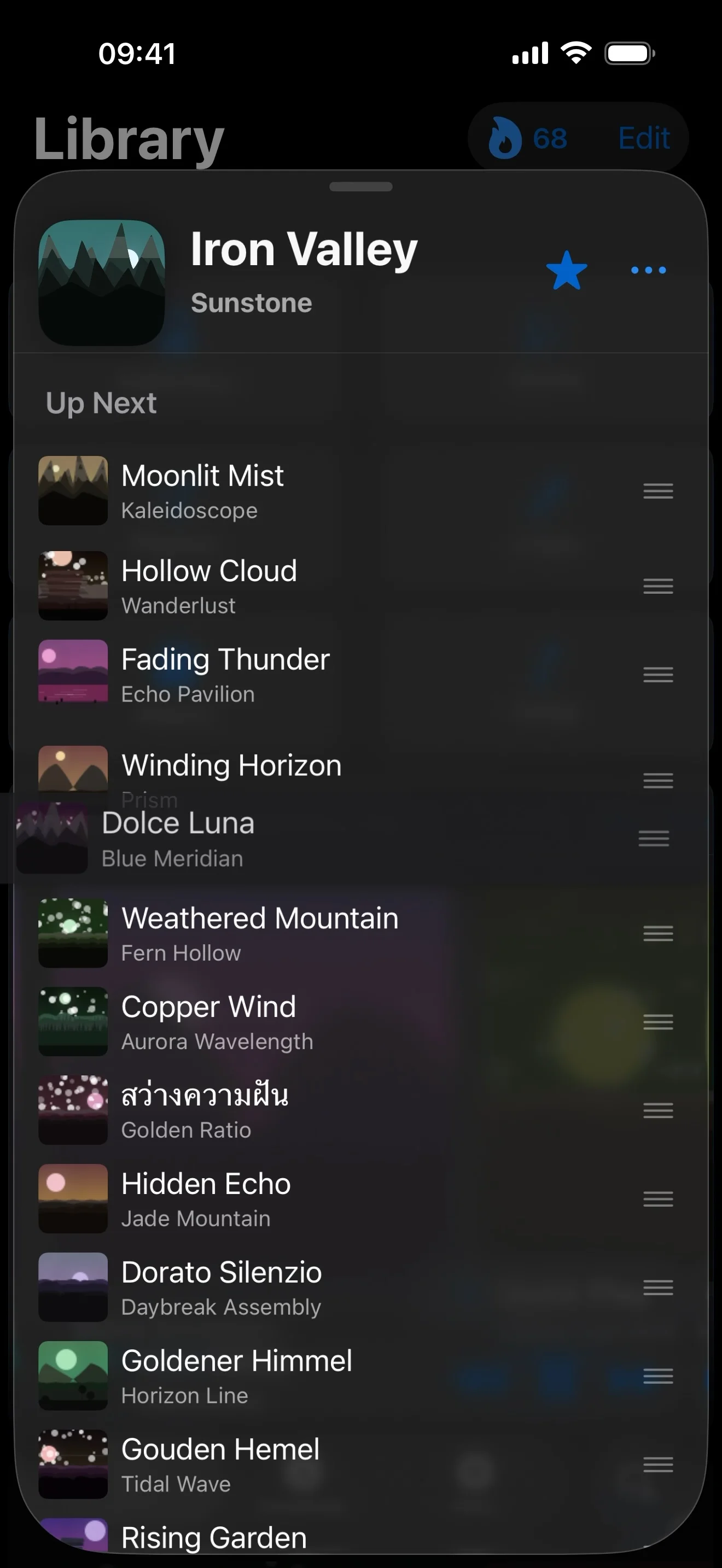 The queue, visible and draggable